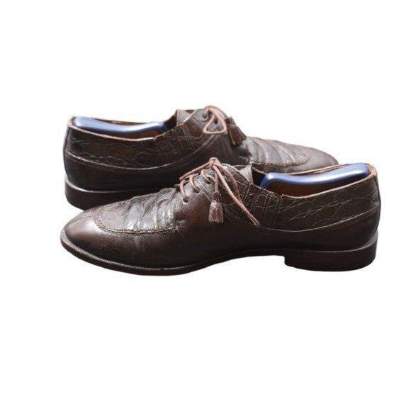 Men\'s Aventura Brown Crocodile Embossed Oxford Lace-up Shoes 8.5 main image 6